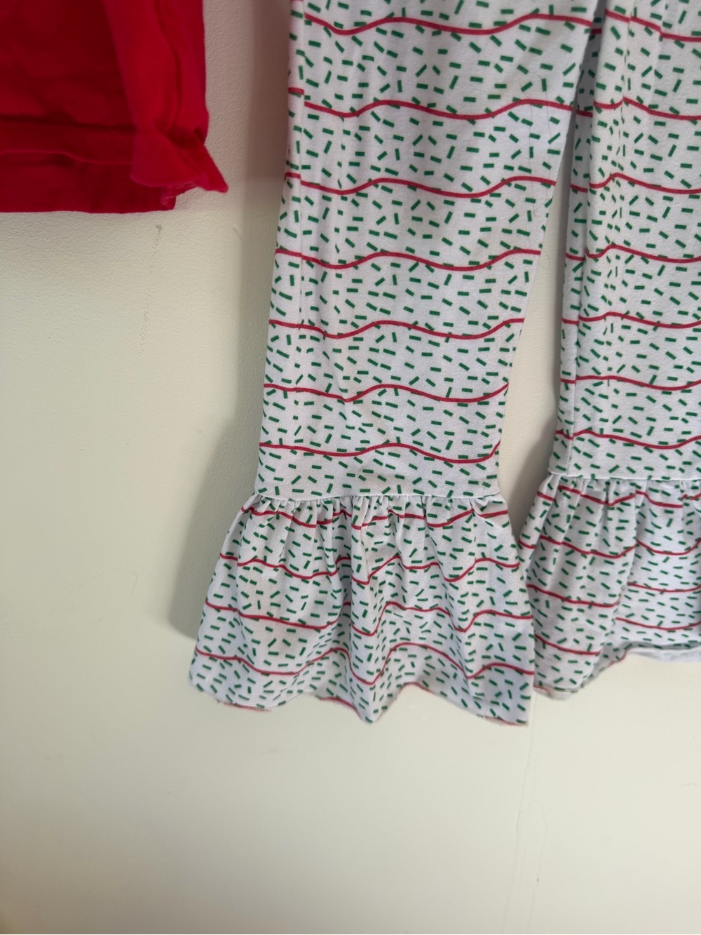 Girls Red Holiday Tree Tunic & Ruffle matching outfit set - Picture 4 of 9